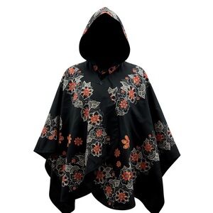 RainCaper Reversible Travel Cape – “Orange Blossoms” – Hooded, Water-Repellent